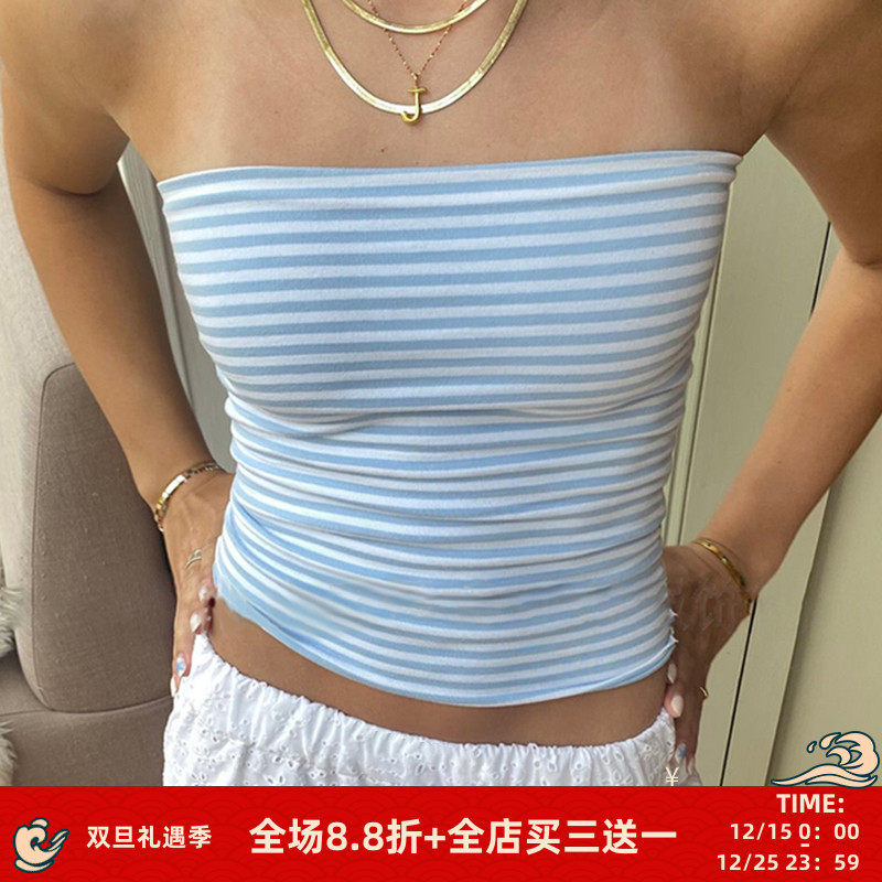 基础条纹背心辣妹显瘦短上衣
