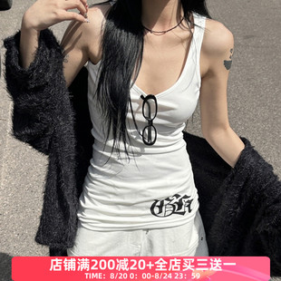 背心 FabGirls 无袖 街头个性 辣妹百搭显瘦外穿上衣 十字架印花长款