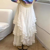 FabGirls 浮梦流纱网纱拼接重工不规则半身裙 小众百搭显瘦直筒裙