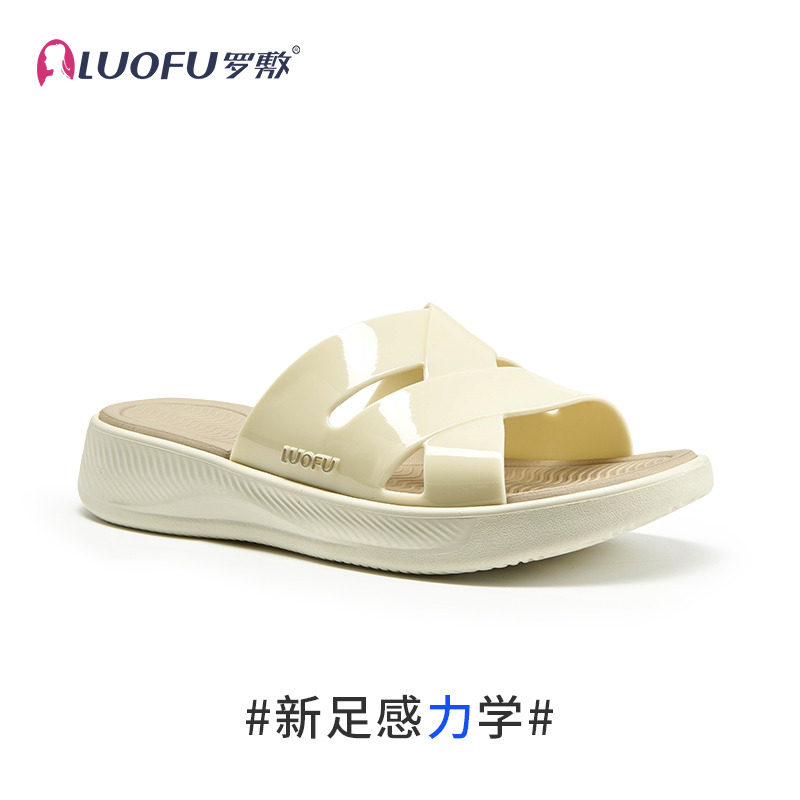 罗敷拖鞋女夏天外穿逛街旅游时尚软底防滑厚底女士坡跟增高凉拖鞋