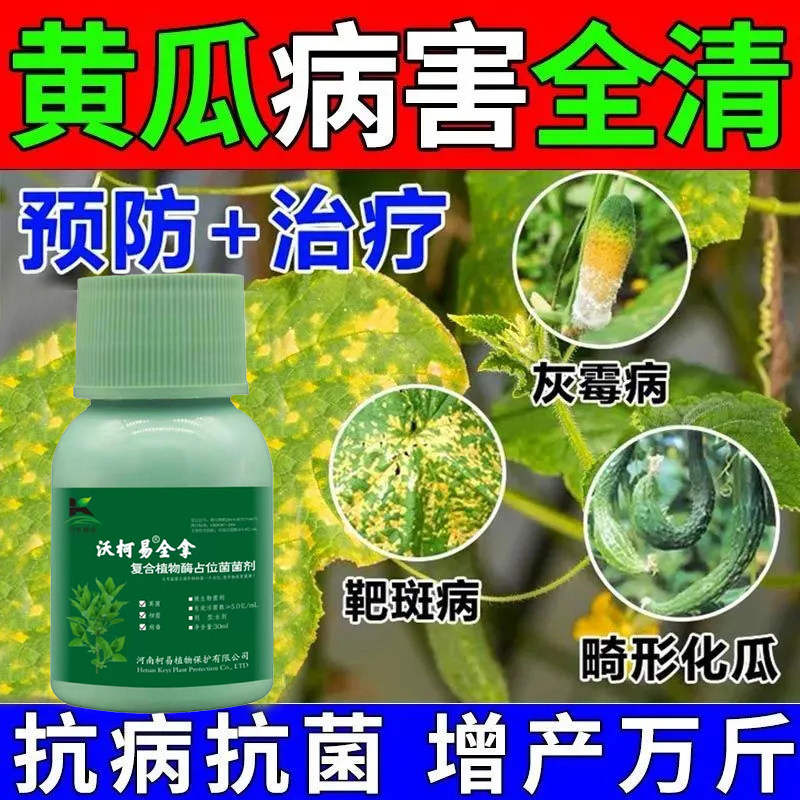 黄瓜专用杀菌剂黄叶枯萎病角斑病灰霉病霜霉病靶斑病炭疽病专用剂