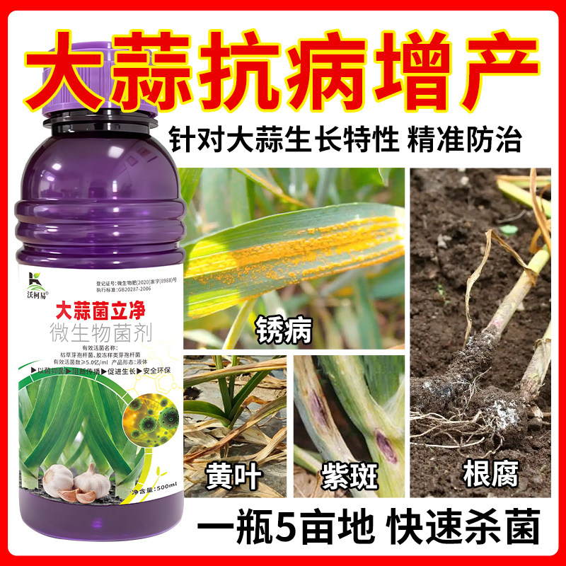 大蒜专用杀菌剂大蒜黄叶干尖根腐炭疽紫斑菌核霜霉枯萎猝倒病专用