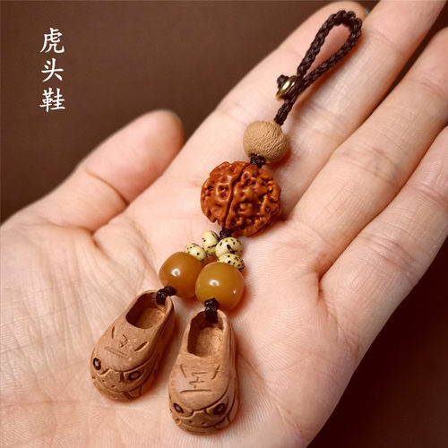 桃木虎头招财转运防小人钥匙扣