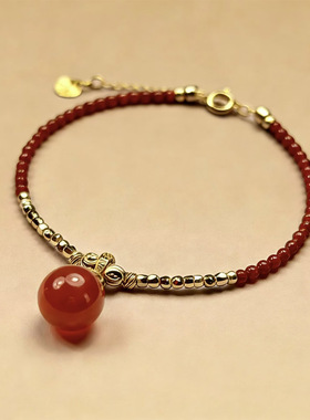 天然红玛瑙小米珠diy手链 小米珠圆珠手工配珠红色手串饰品