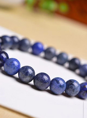 天然精品蓝纹石圆珠单圈手链手串 星空蓝纹石单圈蓝水晶