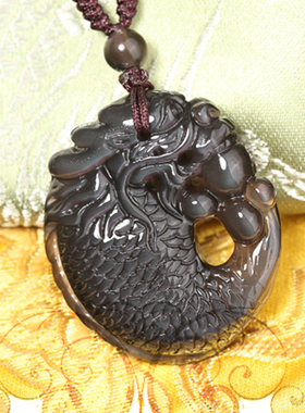 文昌鱼吊坠冰种黑曜石