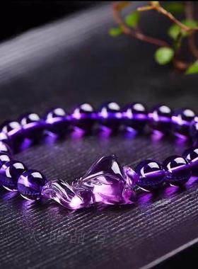 天然紫水晶天然紫水晶九尾狐手链