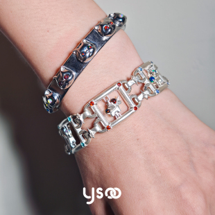 阳光彩虹小白马 术乐之旋转木马原创设计纯银手链甜酷手镯重工 元