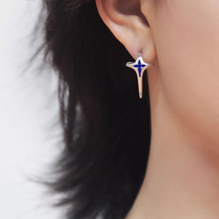 元术乐之925银星星耳钉耳饰灵动通勤百搭设计感耳饰耳夹原创镂空
