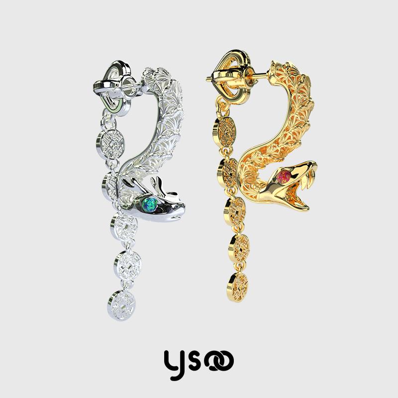 ysoo原创设计2025蛇年耳钉
