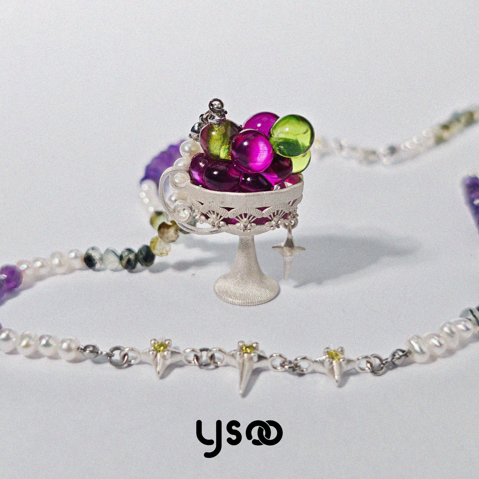 元术乐之原创设计清新葡萄酒杯天然石项链显白锁骨链小众叠戴 - 元术乐之 YSOO出品