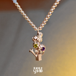 浇个花吧~珍珠项链女长款毛衣链小众设计百搭时尚气质颈链礼物