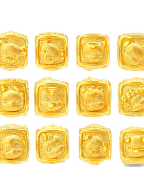 迷你足金手链李福记转运珠男女