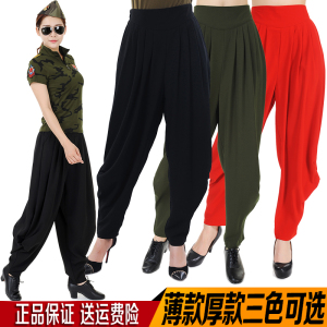 春夏水兵舞哈伦裤女大码松紧腰灯笼裤高腰阔腿裤广场舞演出长裤子