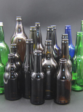 250ml330ml500ml600ml1000ml啤酒瓶棕色绿色蓝色玻璃空瓶自酿酒瓶
