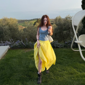 Avocadong A字显瘦长裙子 明黄色明媚氧气chill半身裙女士春夏新款