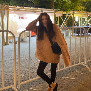 宽松高领大毛衣 粗棒中长款 Avocadong 那不勒斯粉