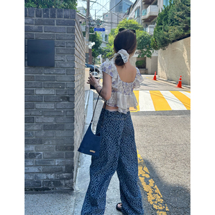 【5折特价】Avocadong 提花中低腰宽松牛仔裤百搭牛仔长裤