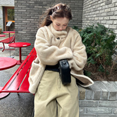 Avocadong 很jue奶呼呼 柔光草草立领双色皮草外套女冬毛毛外套