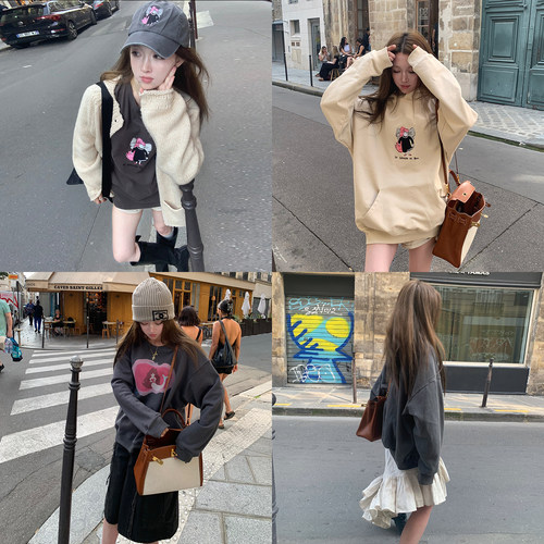 Avocadong原创人鱼T恤女印花圆领卫衣上衣外套开衫棒球帽时尚套装