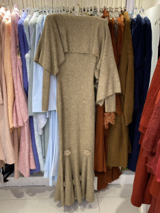 秋冬新品 韩系淑女气质不规则披肩外套内搭吊带鱼尾长裙针织毛衣裙