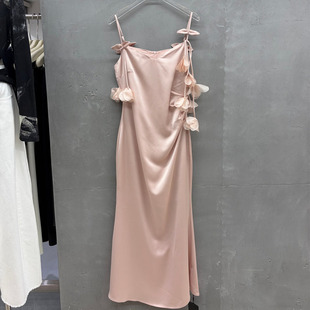 法式绝美缎面醋酸吊带礼服连衣裙女夏季度假气质修身显瘦鱼尾长裙