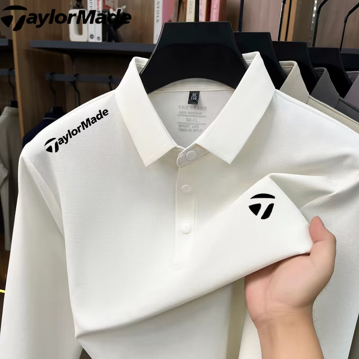 TaylorMade泰勒梅秋冬季磨毛加绒翻领长袖POLO衫男士运动休闲T恤图片