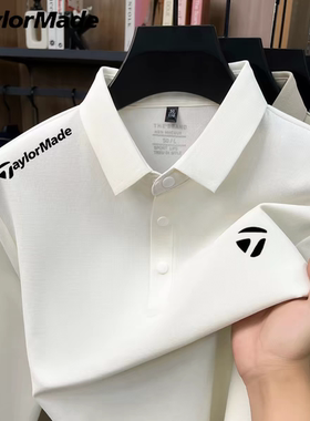 TaylorMade泰勒梅秋冬季磨毛加绒翻领长袖POLO衫男士运动休闲T恤