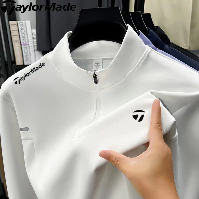 Taylormade泰勒梅高尔夫秋冬户外运动休闲半拉链T恤上衣男骑行服