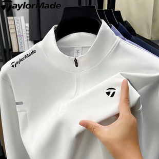 Taylormade泰勒梅高尔夫秋冬户外运动休闲半拉链T恤上衣男骑行服