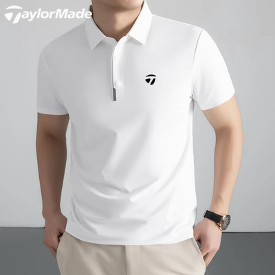 Taylormade泰勒梅高尔夫夏季冰丝短袖T恤男士速干户外运动polo衫