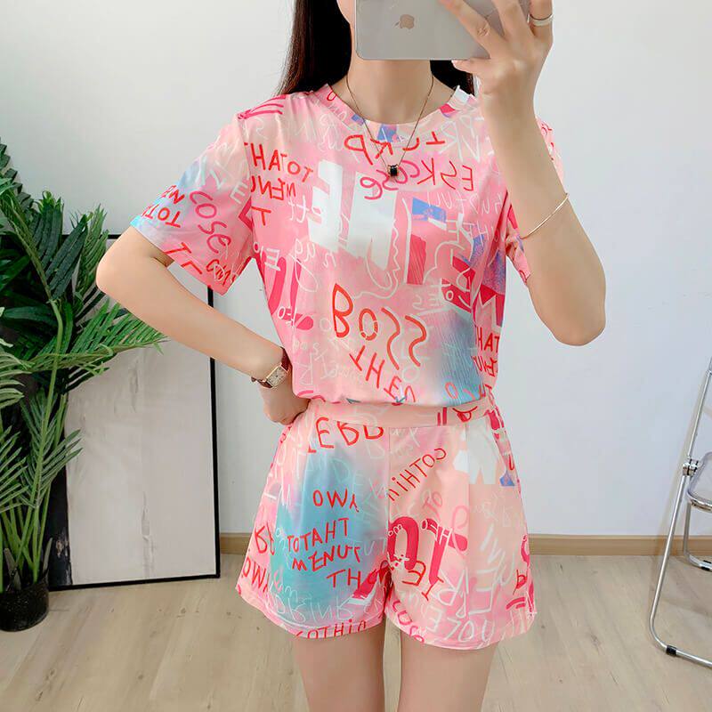 两件套女短裤套装夏新款时尚宽松短裤休闲洋气减龄套装女夏天ins