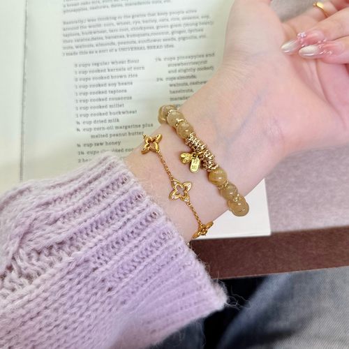 【富贵迷人眼】8mm金发晶金色盘缠手串设计感天然水晶手链女Y272