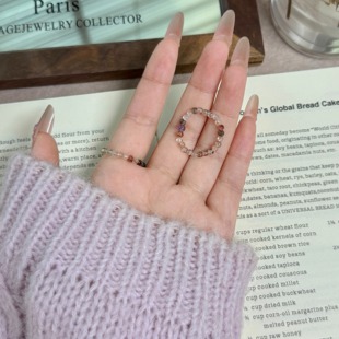 黑金超七戒指多样性天然水晶戒圈ZAAA509 黑金超戒指