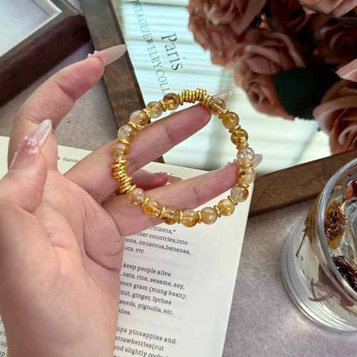 【小富婆】8m黄塔晶盘缠手串多样性原创设计感天然水晶手链Y226