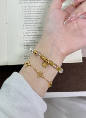 【腰缠万贯2.0】8mm白水晶手串原创设计时尚百搭天然水晶手链Y279