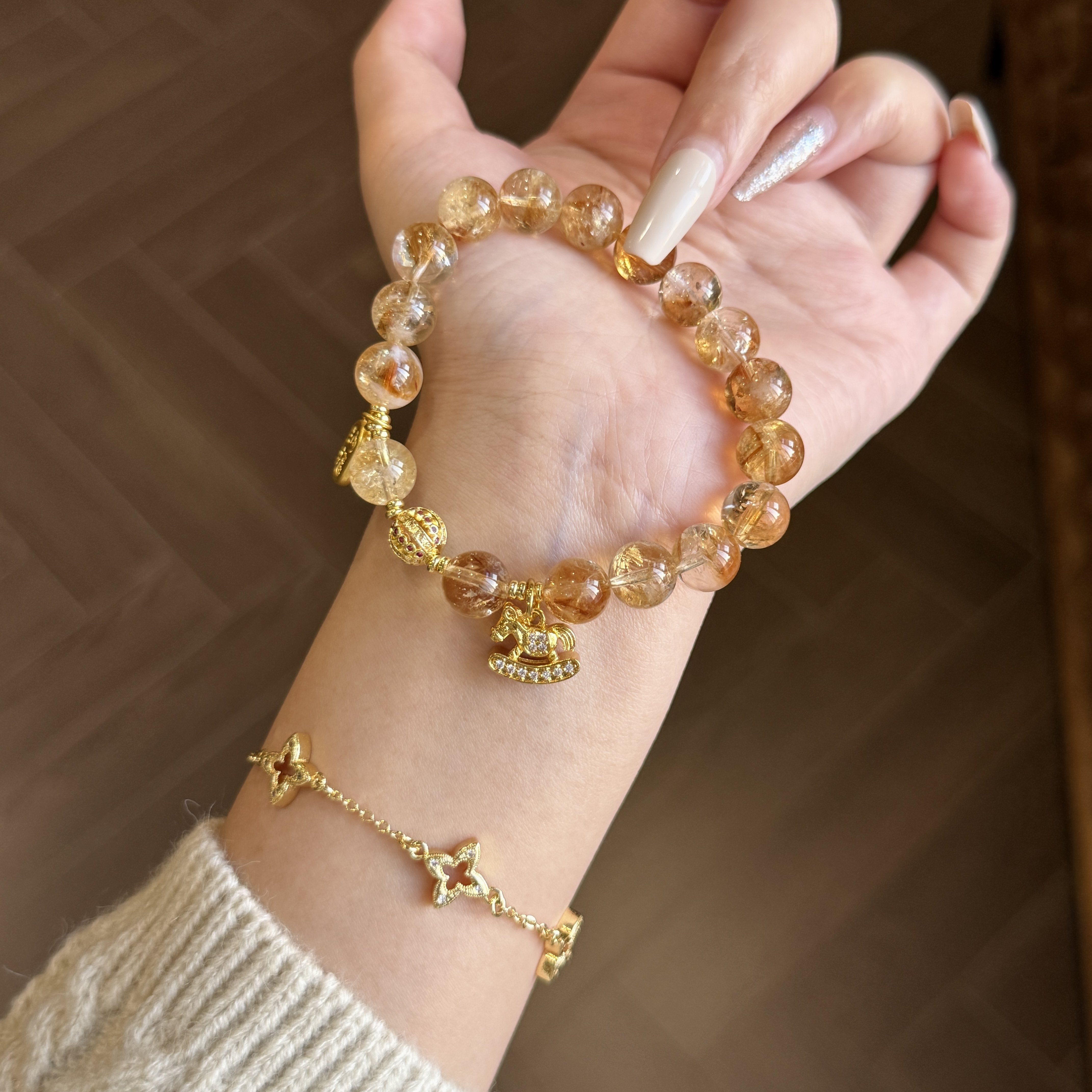 【向厚赚】9.5mm黄塔晶原创设计感天然水晶手串女高级感Y319