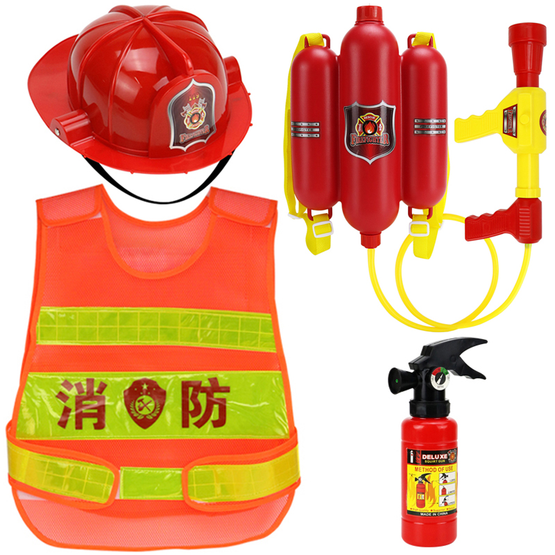 消防员抽拉式背包玩具