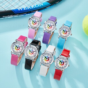 儿童手表男童女孩小学生指針数字认字生活防水手表