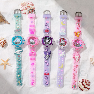 新款椭圆形电子表卡通儿童手表七彩闪灯音乐电子手表