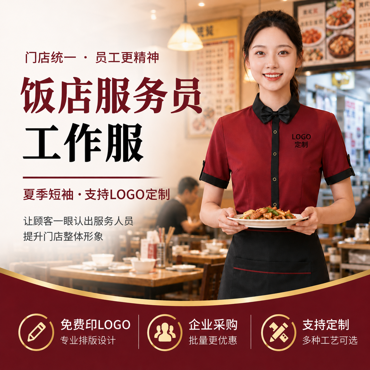 高端餐饮餐厅酒店服务员工作服女美容院客房保洁短袖足疗夏薄工服 - 实物图