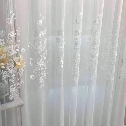 纱帘田园纱挂钩打孔刺绣窗帘窗纱