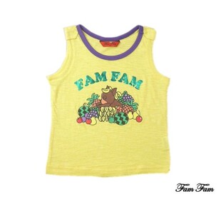 秒杀 韩国男童水果印花黄色针织竹节棉超薄无袖背心T恤