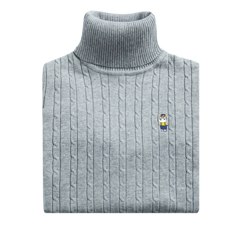 男童女童套头毛衣儿童高领棉线衣中大童打底针织衫加绒加厚白d4