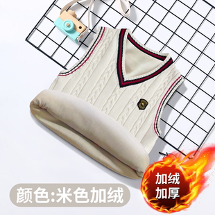 儿童针织背心春秋薄款中大童马夹毛线坎肩女宝宝校服男童毛衣马甲