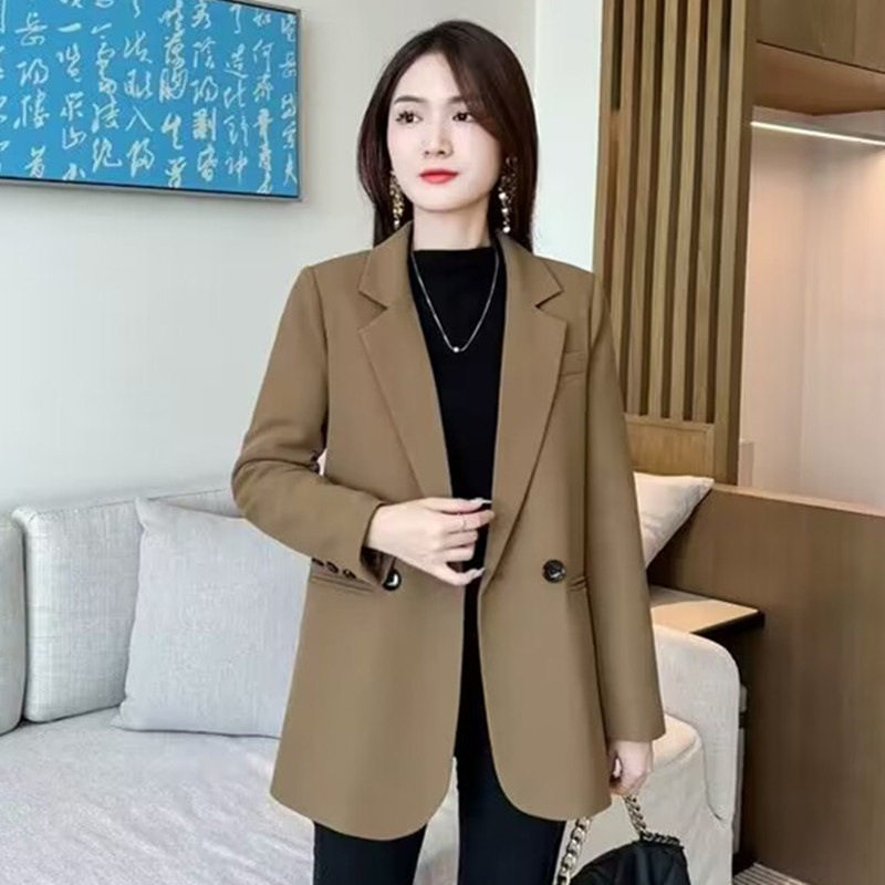 小西装外套女2025新款春秋季韩版小个子设计感开叉黑色西服上衣女