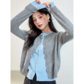 新款 坑条工艺加厚开衫 气质通勤女式 波浪公主袖 针织衫 2026春季