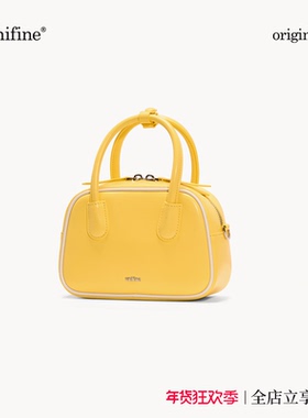【新年礼物】新款包包黄色马卡龙真皮手提包斜挎包女通勤波士顿包