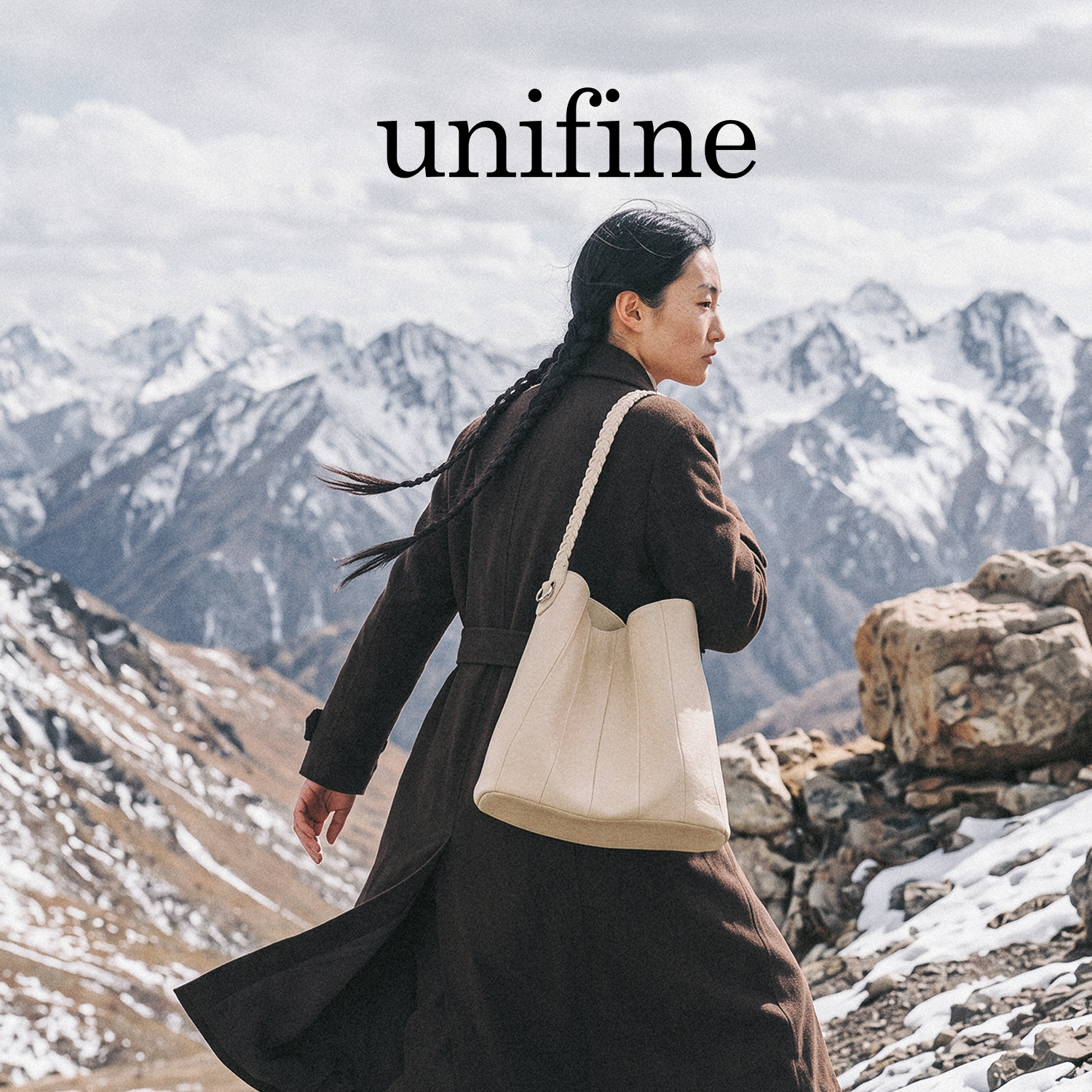 unifine重山托特包女新款牛皮简约手提包大容量水桶包通勤单肩包