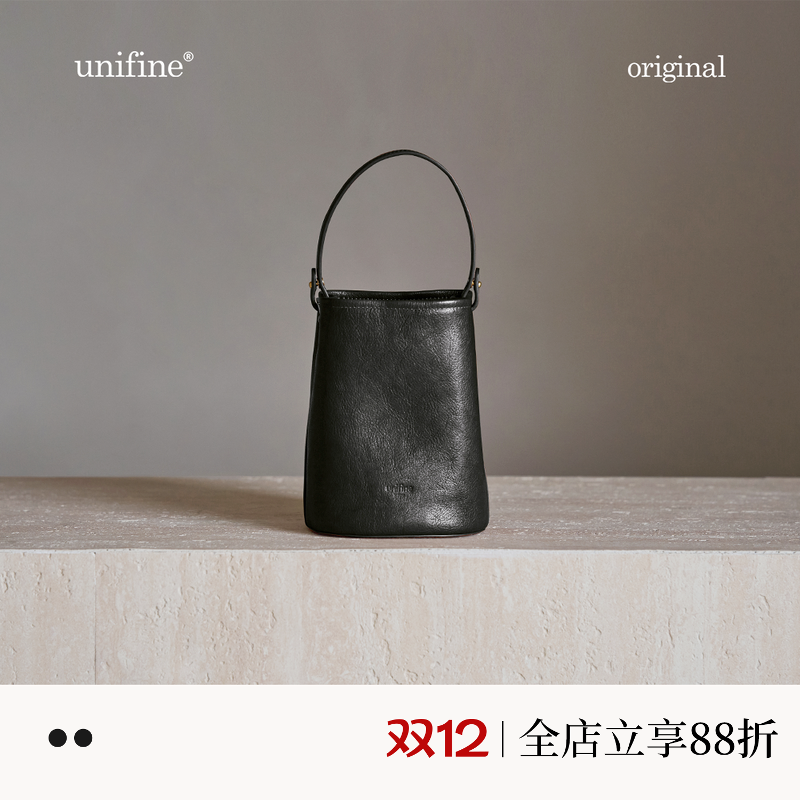 植鞣头层牛皮水桶包vol6380